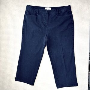 Talbots Crop Chino Pants Womens 16 Black Stretch High Waist Straight Leg Casual